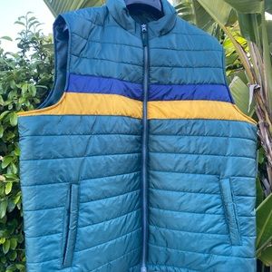 Green Yellow Blue Retro Puffer Vest